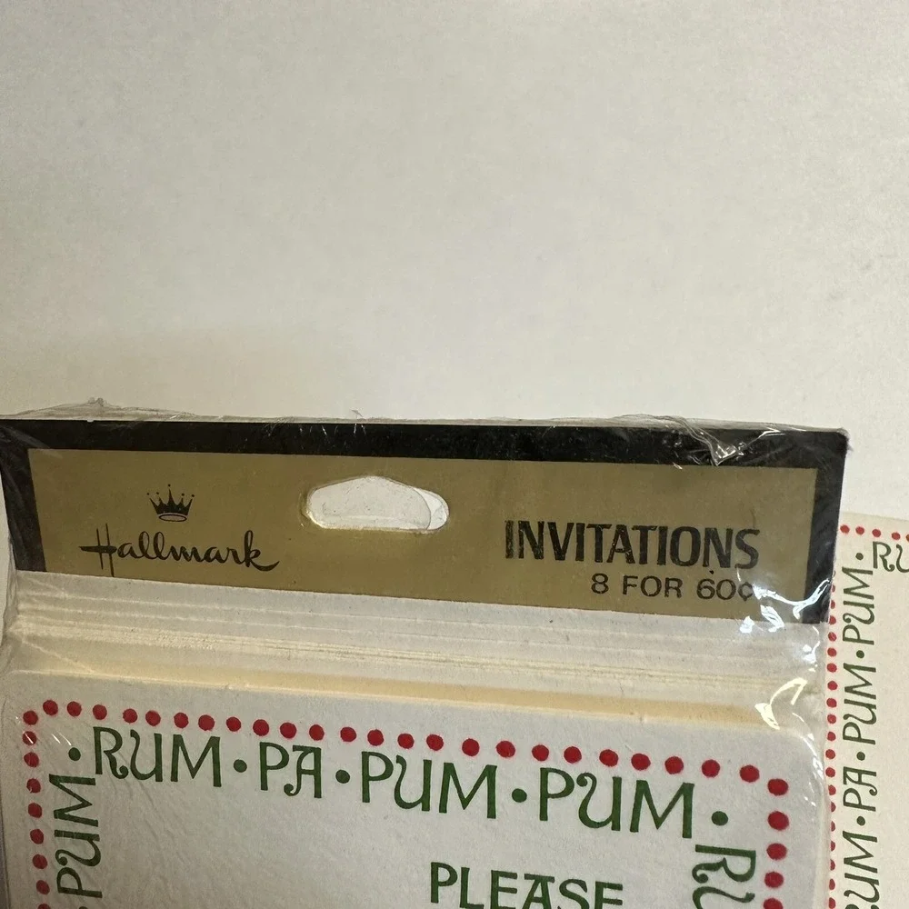 Vintage HALLMARK Invitation 8 Cards Envelopes + 1 Christmas Drummer Boy NEW